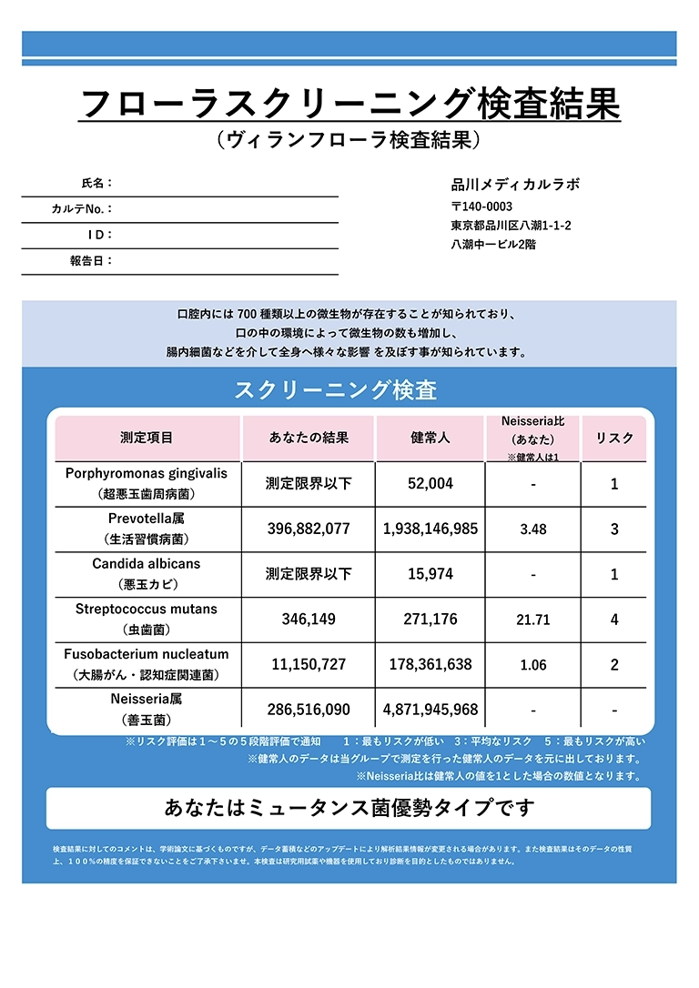 検査結果シート 1