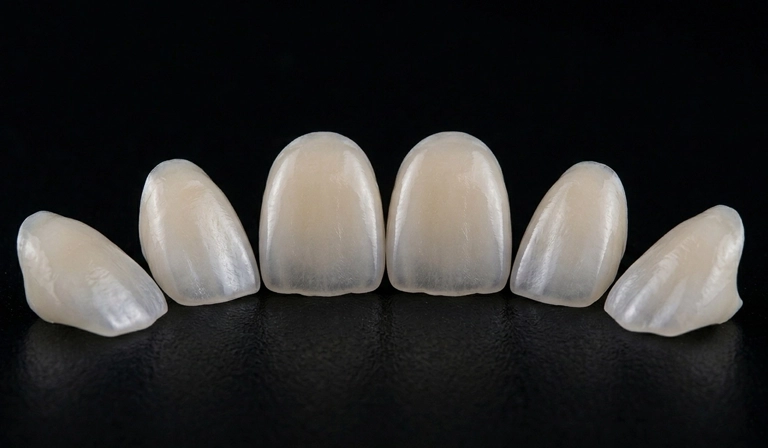 Minimal Prep Veneerの実物。コンタクトレンズのような極薄セラミック6枚